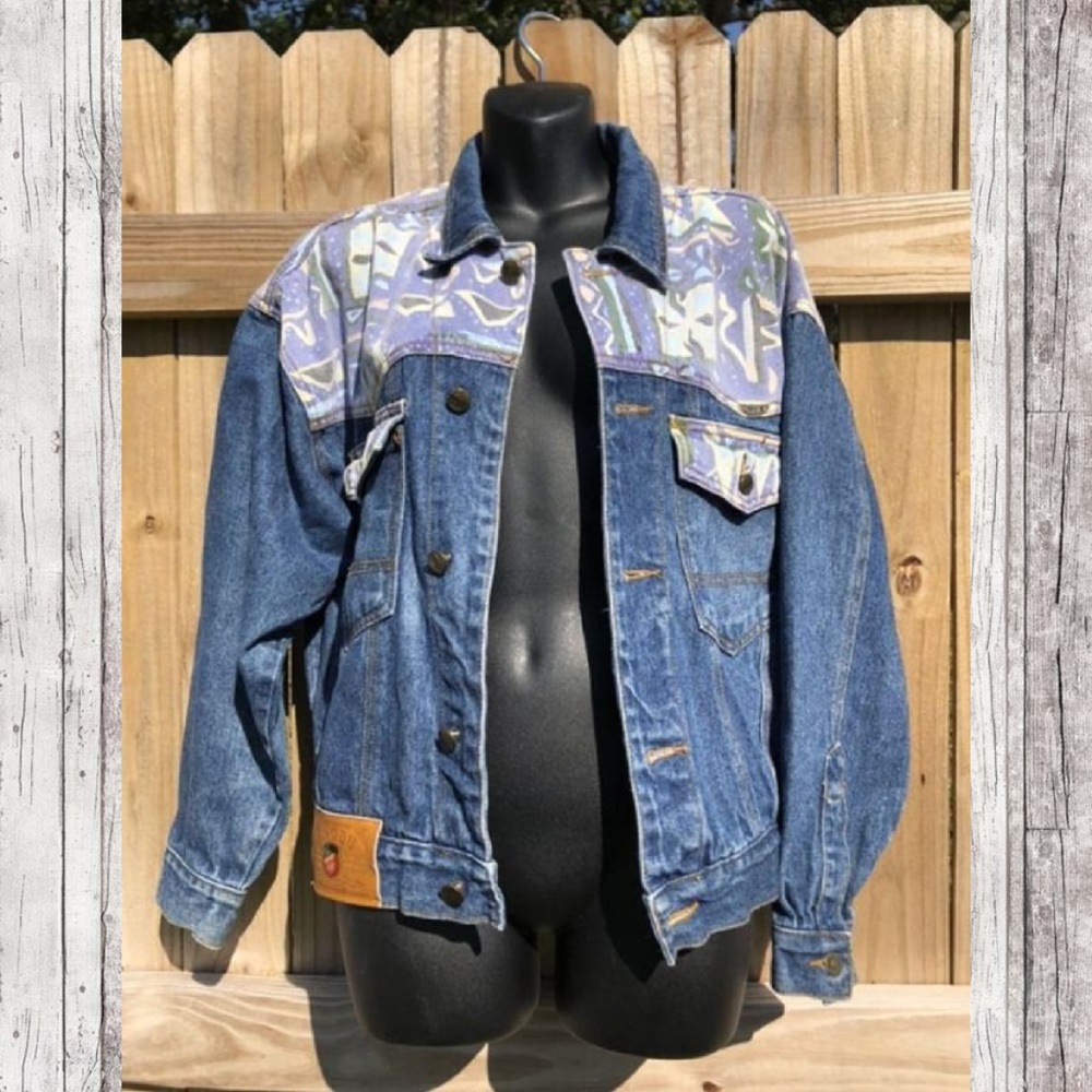 Longdu Hipster Patterned Denim Jacket - image 2